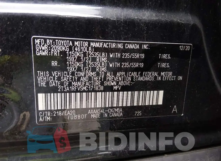 2T3A1RFV5MC171838 Photo# 9