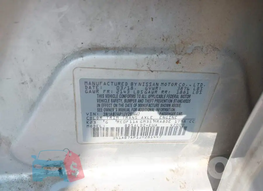 3N1AB7AP1JY281447 Photo# 9