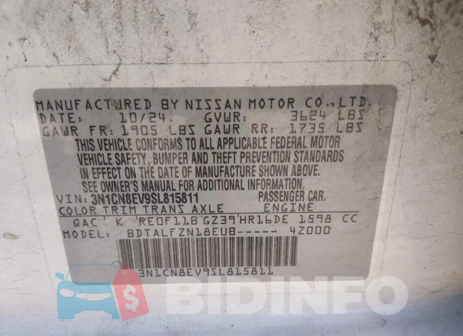 3N1CN8EV9SL815811 Photo# 9