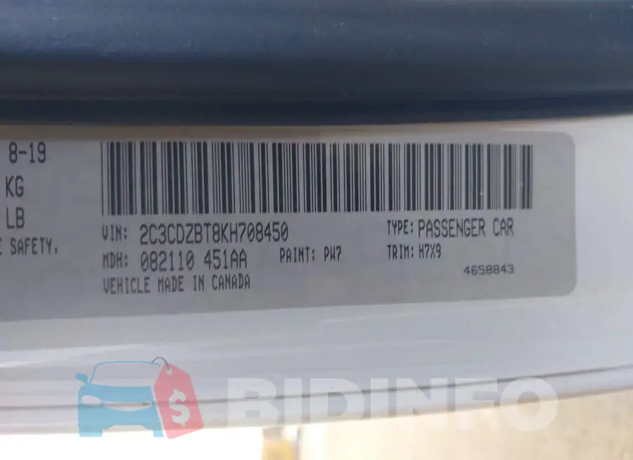 2C3CDZBT8KH708450 Photo# 9