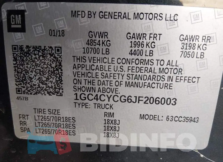 1GC4CYCG6JF206003 Photo# 9