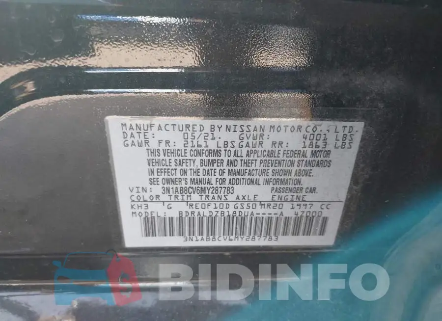 3N1AB8CV6MY287783 Photo# 9