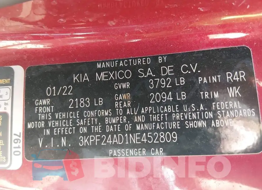 3KPF24AD1NE452809 Photo# 9
