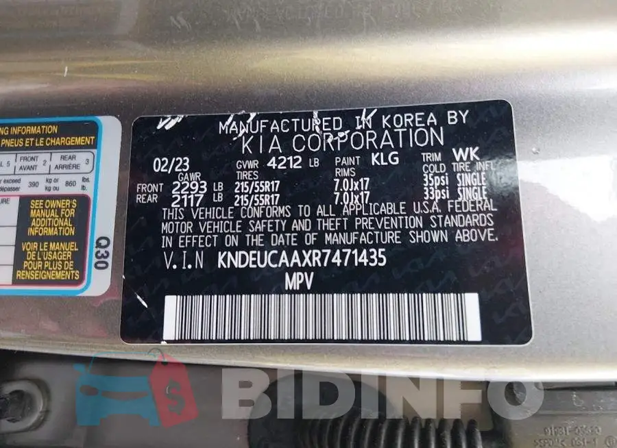 KNDEUCAAXR7471435 Photo# 9