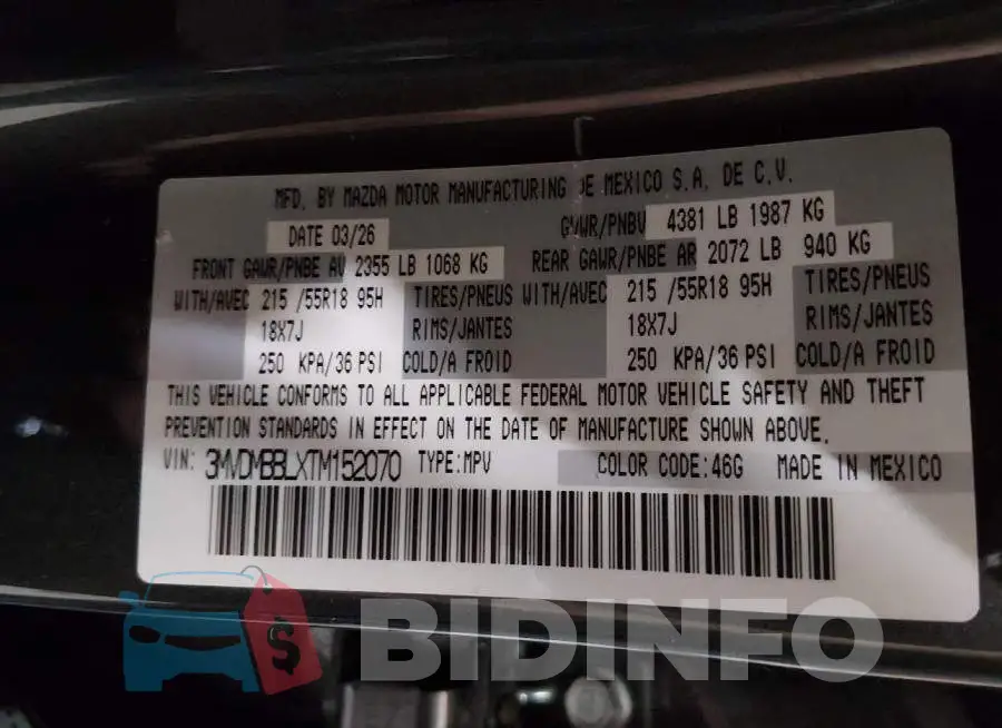 3MVDMBBLXTM152070 Photo# 9