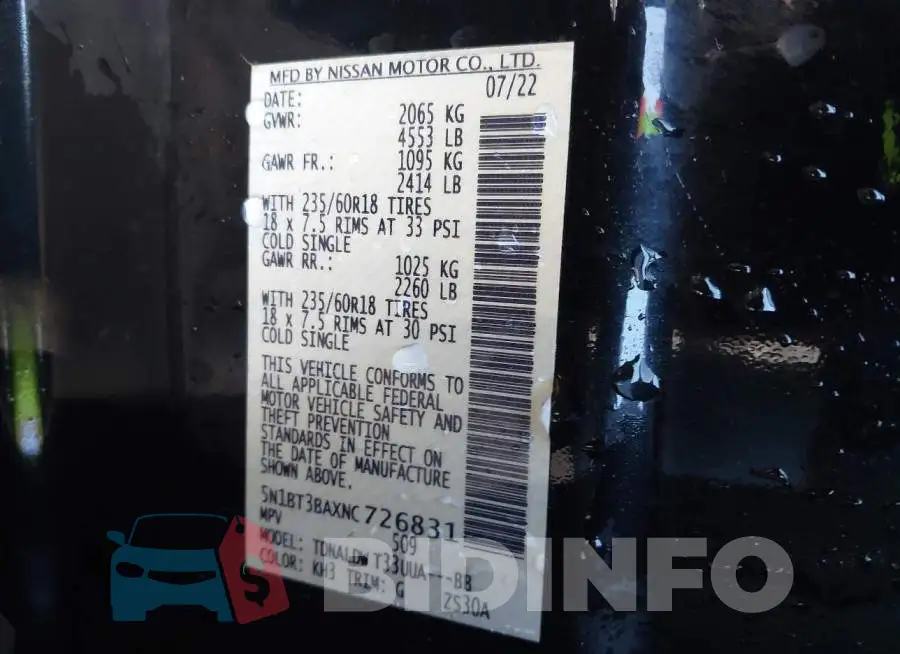5N1BT3BAXNC726831 Photo# 9