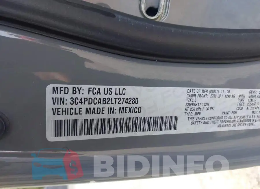 3C4PDCAB2LT274280 Photo# 9