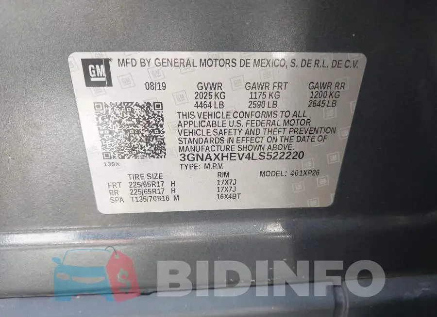 3GNAXHEV4LS522220 Photo# 9