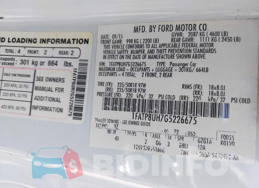 1FATP8UH7G5226675 Photo# 9