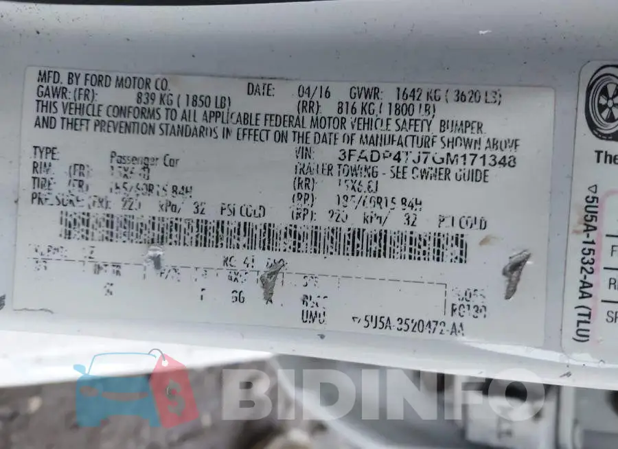 3FADP4TJ7GM171348 Photo# 9