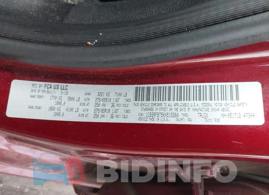 1C6SRFBT5KN515260 Photo# 9