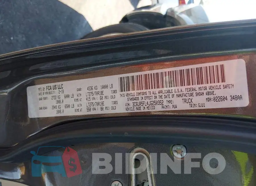 3C6UR5FL4JG250352 Photo# 9
