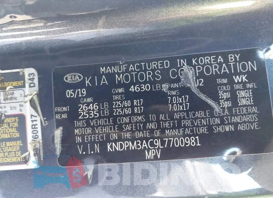 KNDPM3AC9L7700981 Photo# 9