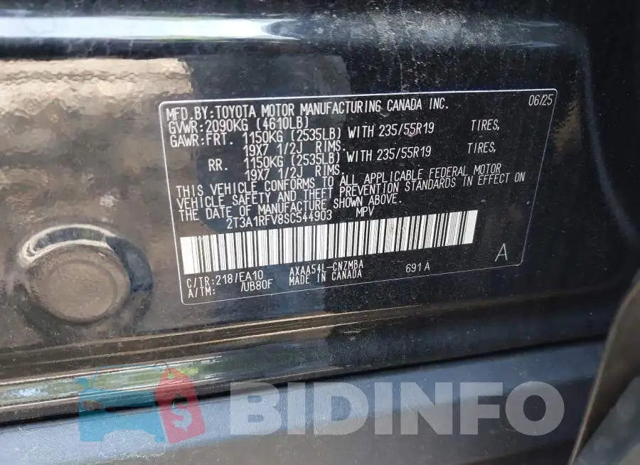 2T3A1RFV8SC544903 Photo# 9