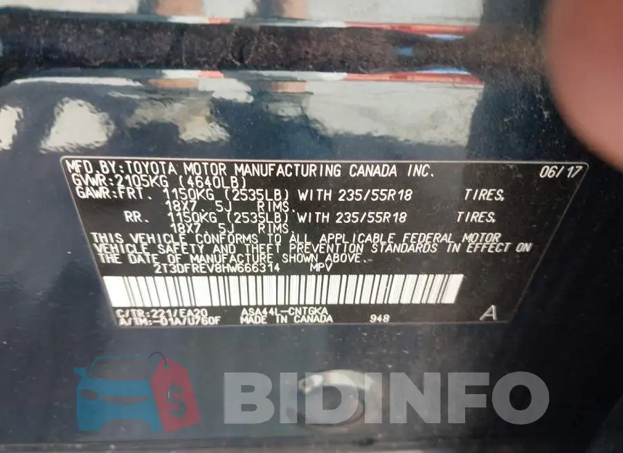 2T3DFREV8HW666314 Photo# 9
