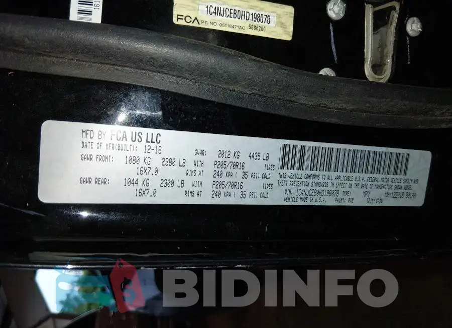 1C4NJCEB0HD198078 Photo# 9