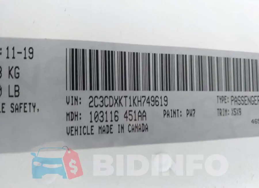 2C3CDXKT1KH749619 Photo# 4