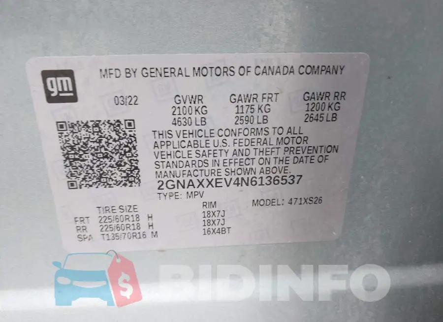 2GNAXXEV4N6136537 Photo# 9