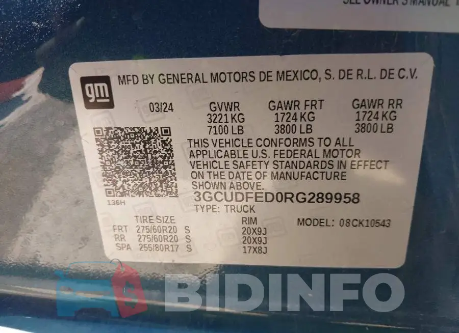3GCUDFED0RG289958 Photo# 9