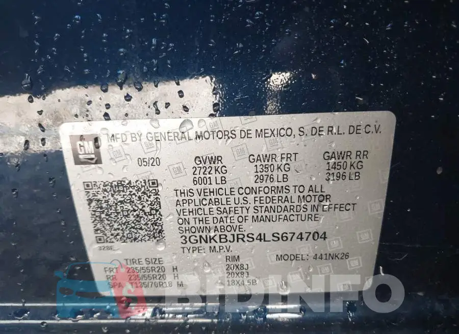 3GNKBJRS4LS674704 Photo# 9