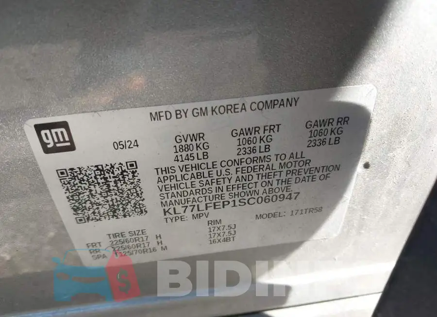 KL77LFEP1SC060947 Photo# 9