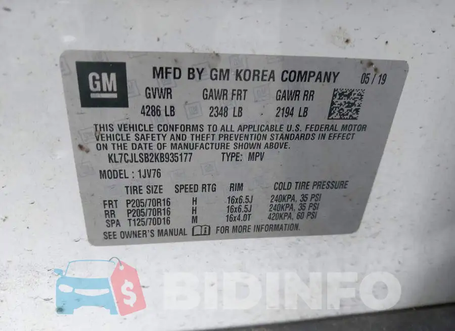 KL7CJLSB2KB935177 Photo# 9