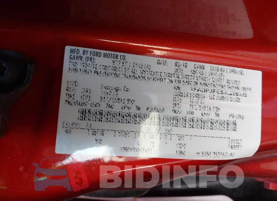 1FADP3FE5JL286029 Photo# 9