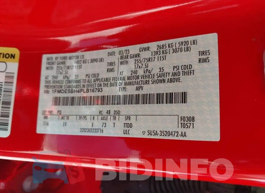 1FMDE5BH4PLB16793 Photo# 9