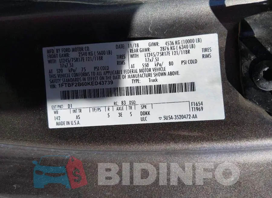 1FTBF2B60KED43739 Photo# 9