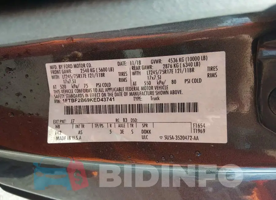 1FTBF2B69KED43741 Photo# 9