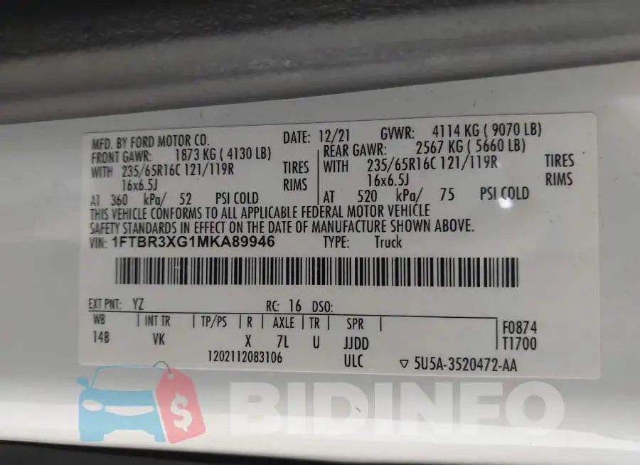 1FTBR3XG1MKA89946 Photo# 9