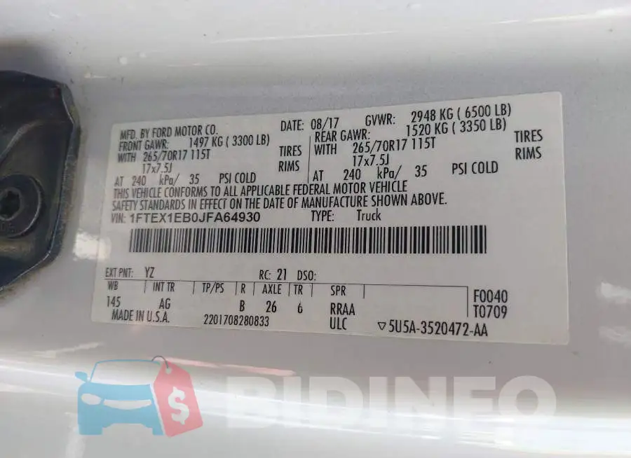 1FTEX1EB0JFA64930 Photo# 9