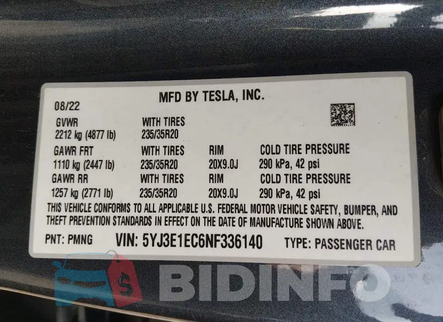 5YJ3E1EC6NF336140 Photo# 9
