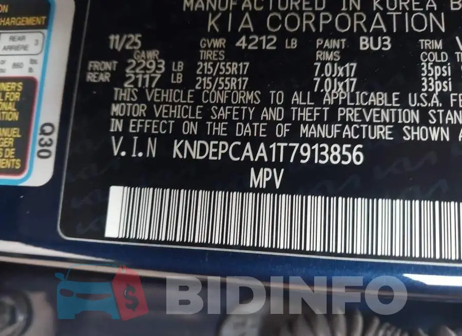 KNDEPCAA1T7913856 Photo# 9