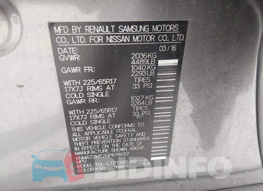 KNMAT2MT2GP674017 Photo# 9