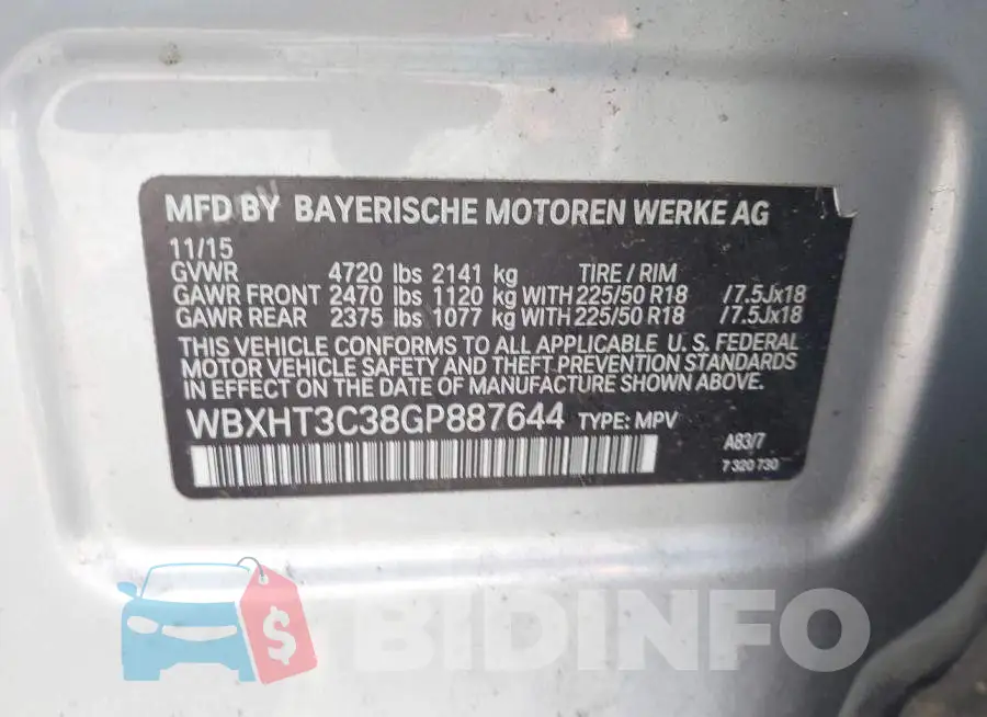 WBXHT3C38GP887644 Photo# 9