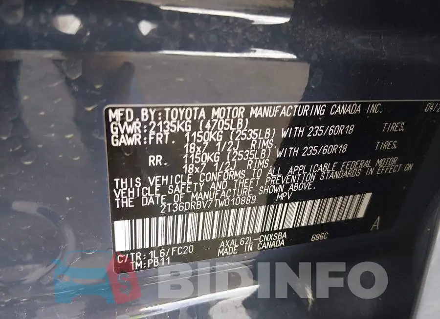 2T36DRBV7TW010889 Photo# 9