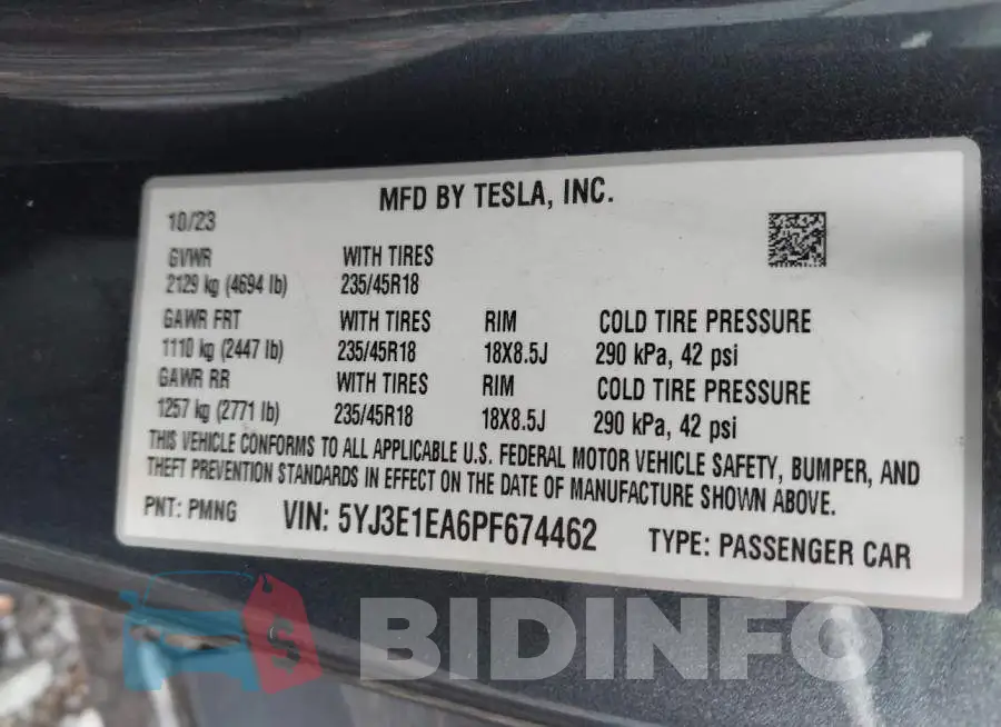 5YJ3E1EA6PF674462 Photo# 9