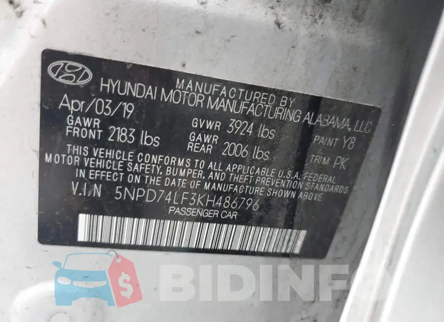 5NPD74LF3KH486796 Photo# 12