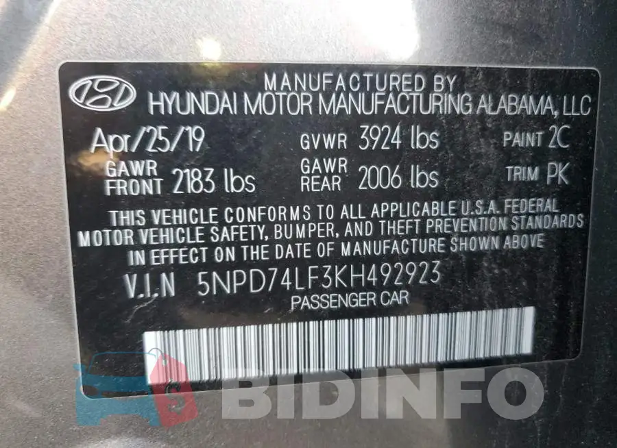 5NPD74LF3KH492923 Photo# 12