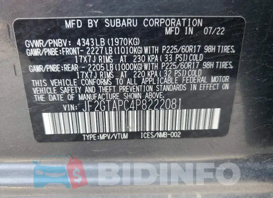 JF2GTAPC4P8222081 Photo# 13