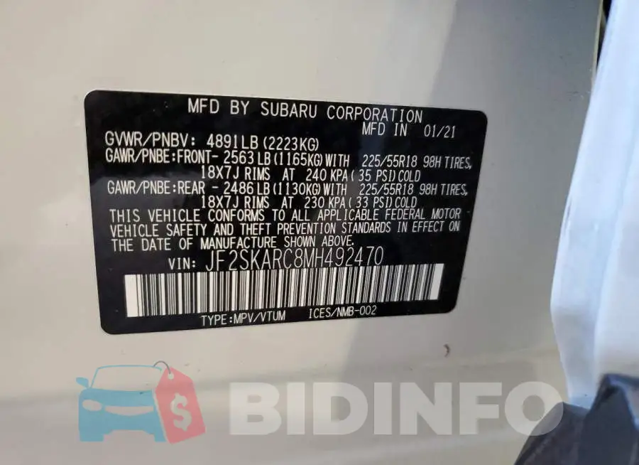 JF2SKARC8MH492470 Photo# 13