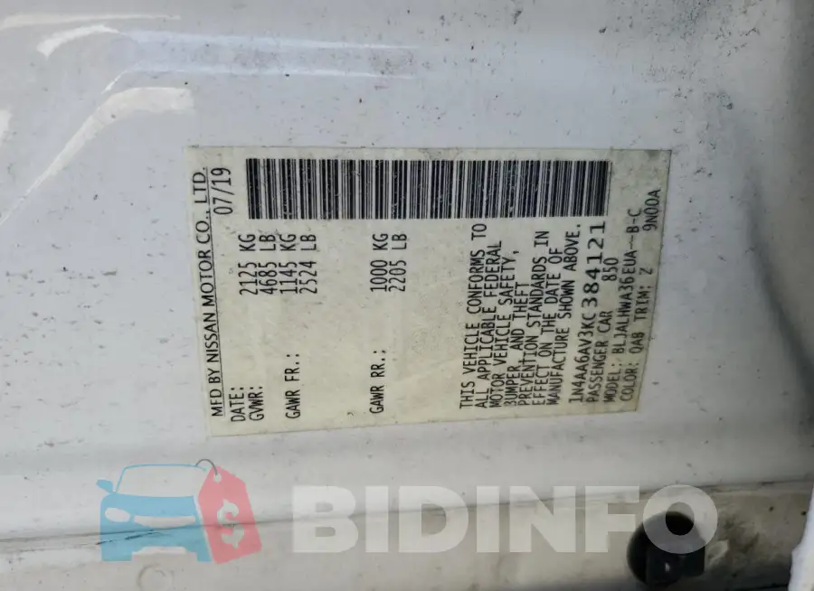 1N4AA6AV3KC384121 Photo# 12