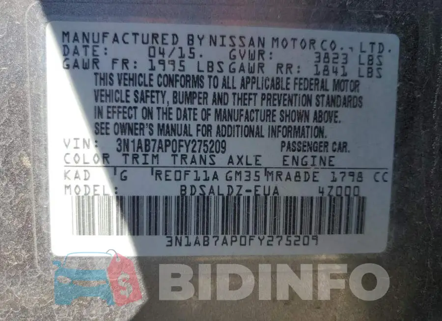 3N1AB7AP0FY275209 Photo# 13