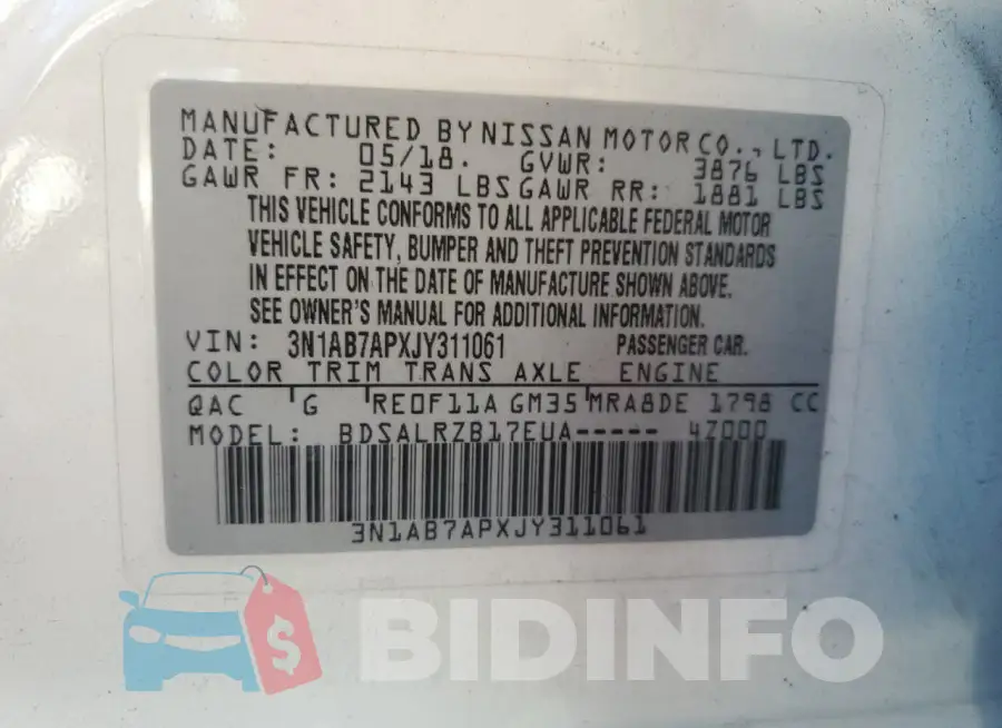 3N1AB7APXJY311061 Photo# 12