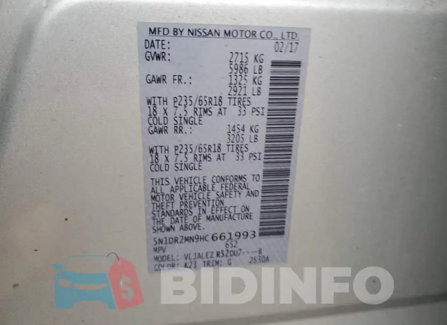 5N1DR2MN9HC661993 Photo# 12
