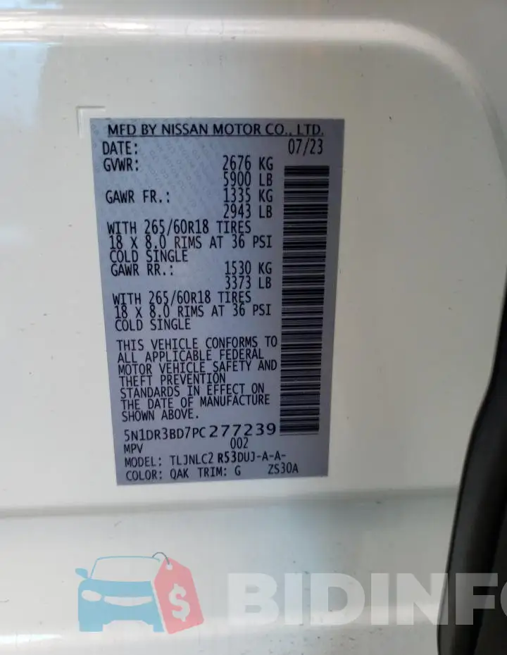 5N1DR3BD7PC277239 Photo# 12