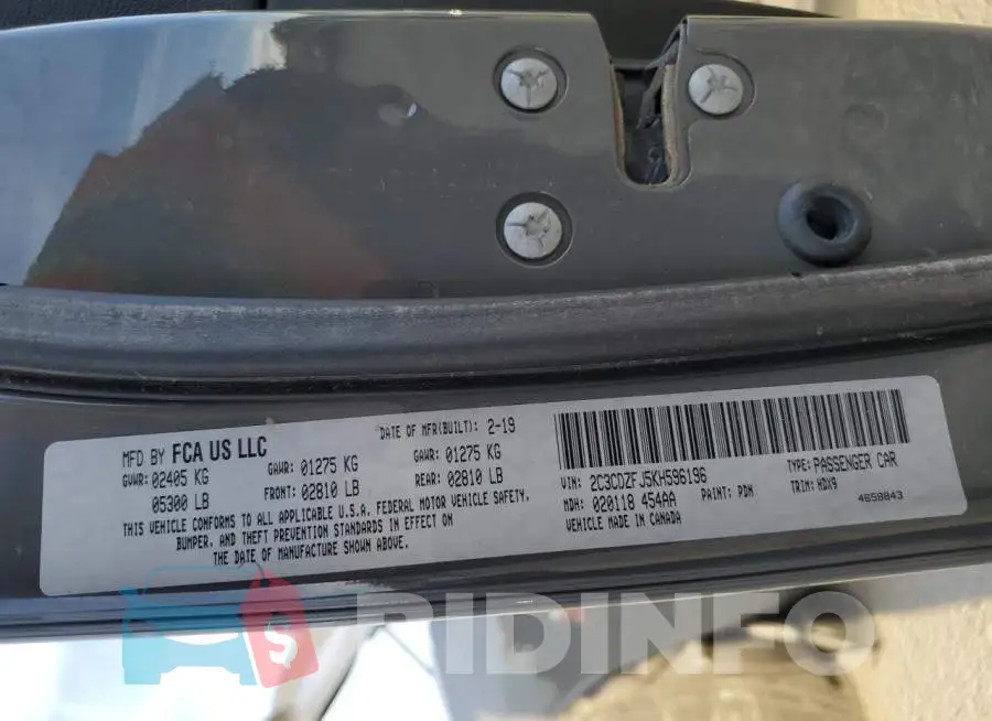 2C3CDZFJ5KH596196 Photo# 12