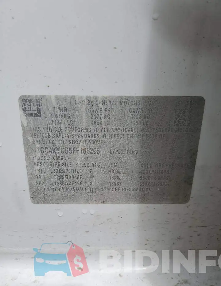 1GC4KYCG5FF166295 Photo# 12
