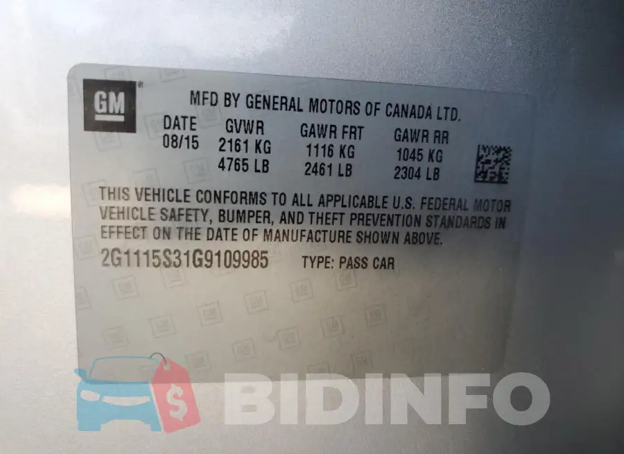 2G1115S31G9109985 Photo# 13